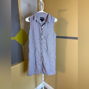 Tahari Navy and White Linen Dress